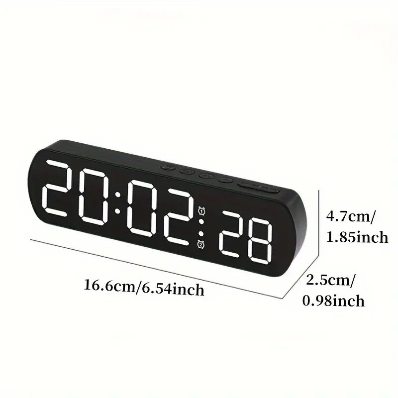 Voice Control Electronic Clock Temperature Date Display Countdown Bedside Digital LED Clocks for Home 12/24H
