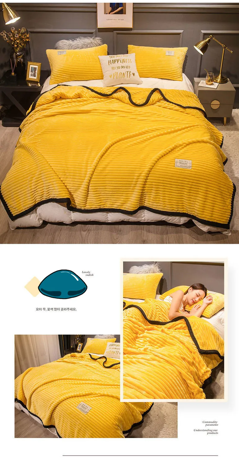 Europe Weighted Blanket Green Color Soft Flannel Blanket Single Queen King Warm Plaids For Beds