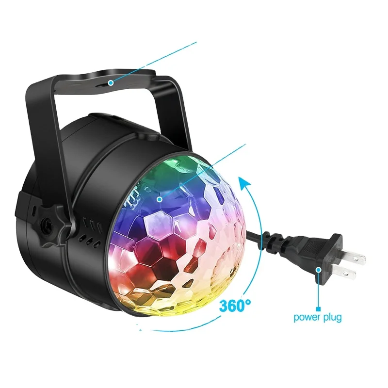 RGB LED Stage Lights Sound Activated Remote Control Disco Magic Ball Light for Home Christmas Party Night Light
