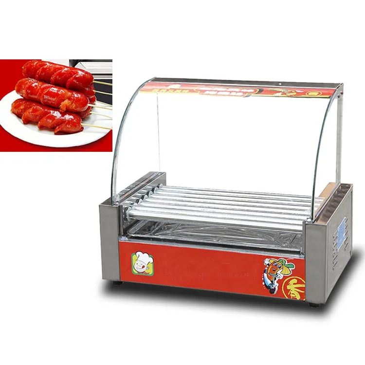 11 Roller Hot Dog Machine with Tempered Glass Cover – Countertop