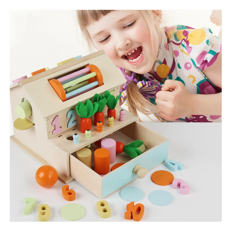 Apprentissage préscolaire de la motricité fine Objet Boîte permanente Montessori Jouets éducatifs en bois pour bébés garçons filles âgés de 1 an et plus