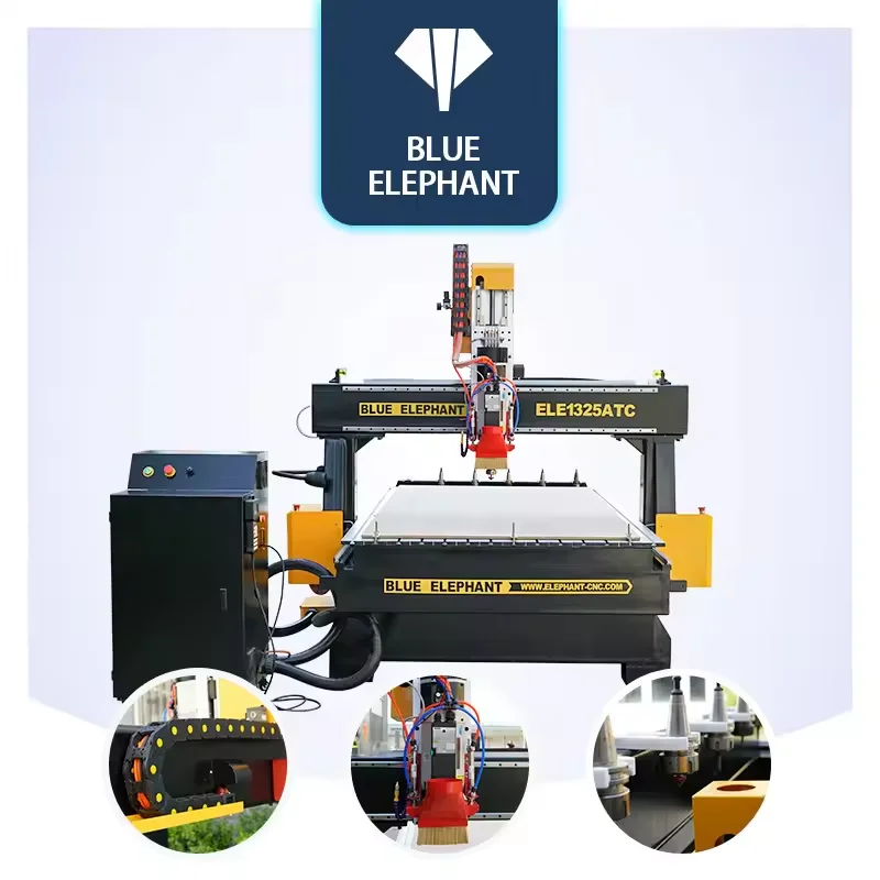 Blue Elephant Cnc Wood Cnc Router 1325 Atc CNC 4*8ft Linear Auto Tool Changer Cabinet Door Making Machine for Wood Furniture