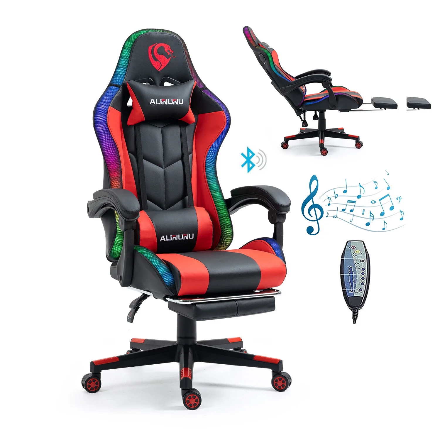 High Quality RGB Racing Computer Gaming Chair LED Game Chair with Speakers and Massage