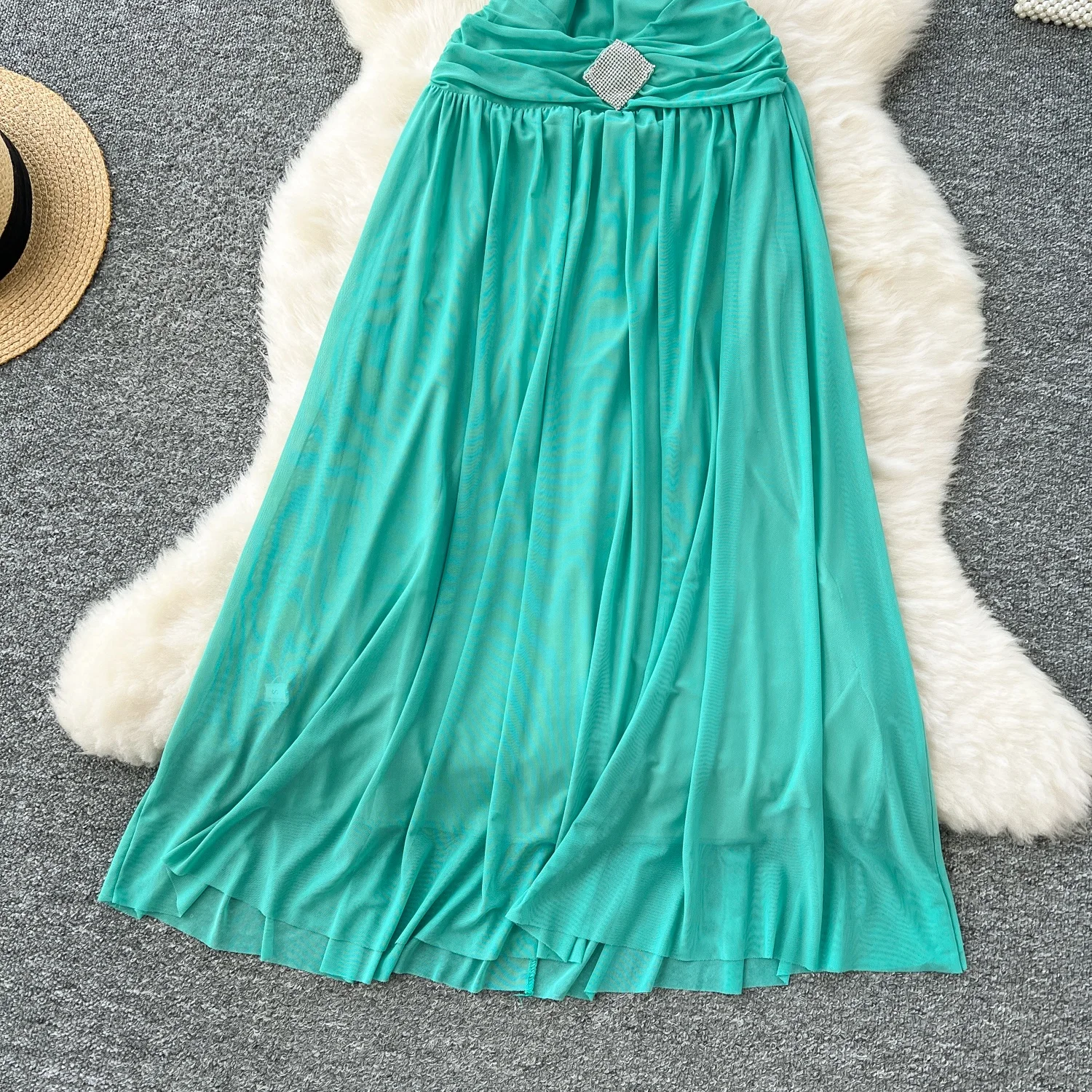 Summer Beach Vacation Fairy Dresses Woman Temperamental Intersect Diamond A-line Halter Dresses Long Prom Dress Summer Beach Vacation Fairy Dresses Woman Temperamental Intersect Diamond A-line Halter Dresses Long Prom Dress