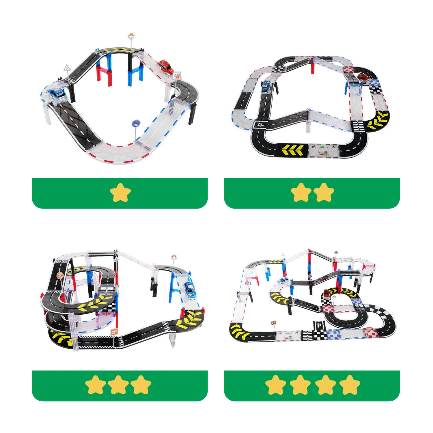 MNTL Magnetic Building Blocks Race Track 101pcs UV Printing Adventure Car Racing Track Toys for Kids