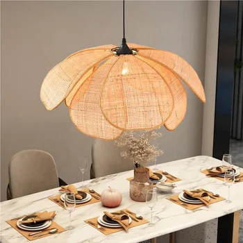 Wabi Sabi Lamps Wicker Chandeliers Bamboo Rattan Chandelier Pendant light Japanese Style Wooden Light for Restaurant Home Hotel