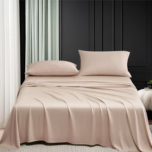 Custom Solid Color Bamboo Full Sheet Bedding Set Nature Cooling Features Eco-Friendly Option