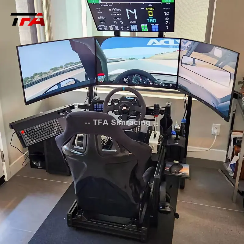 Ergonomic Triple Monitor Stand for Sim Racing - Durable & Space-saving