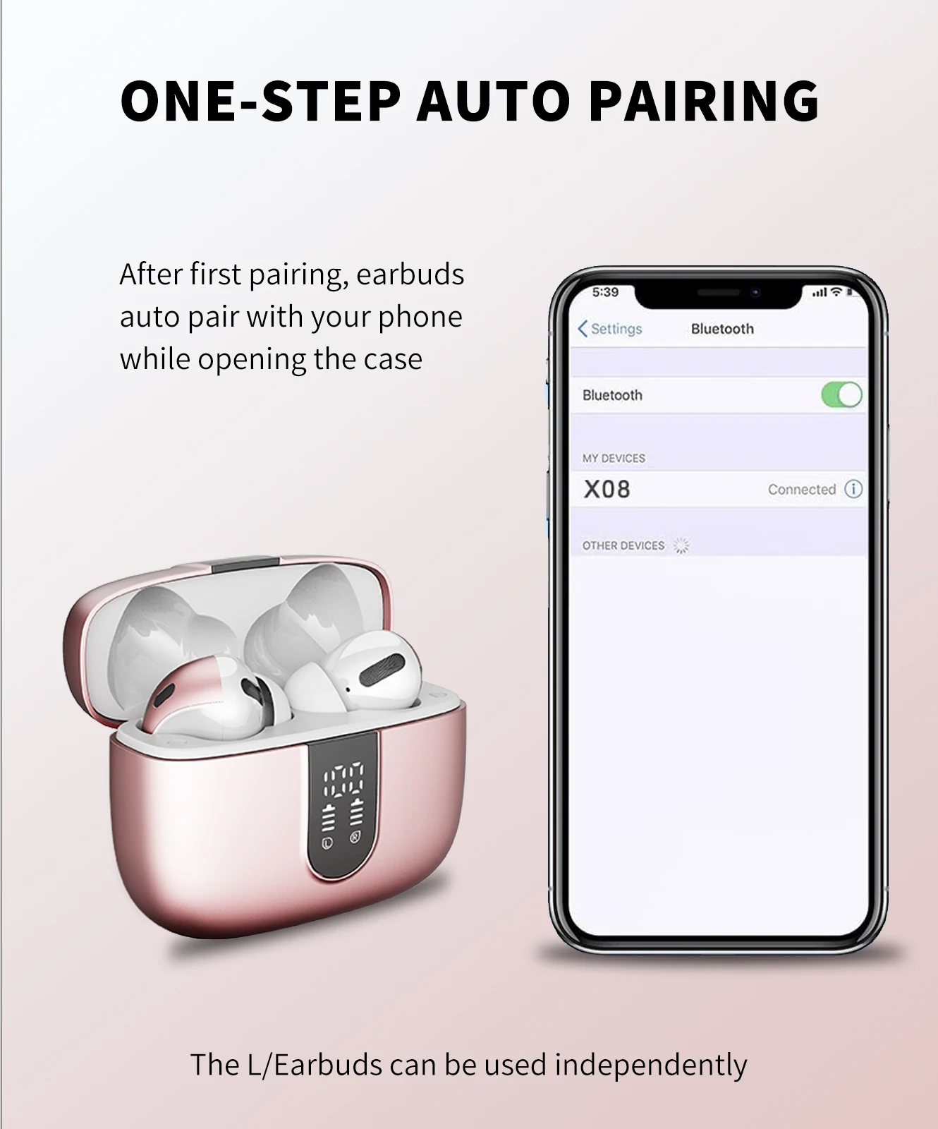 Amz X08 Headphones True Wireless Earbuds 60h Playback Led Power Display