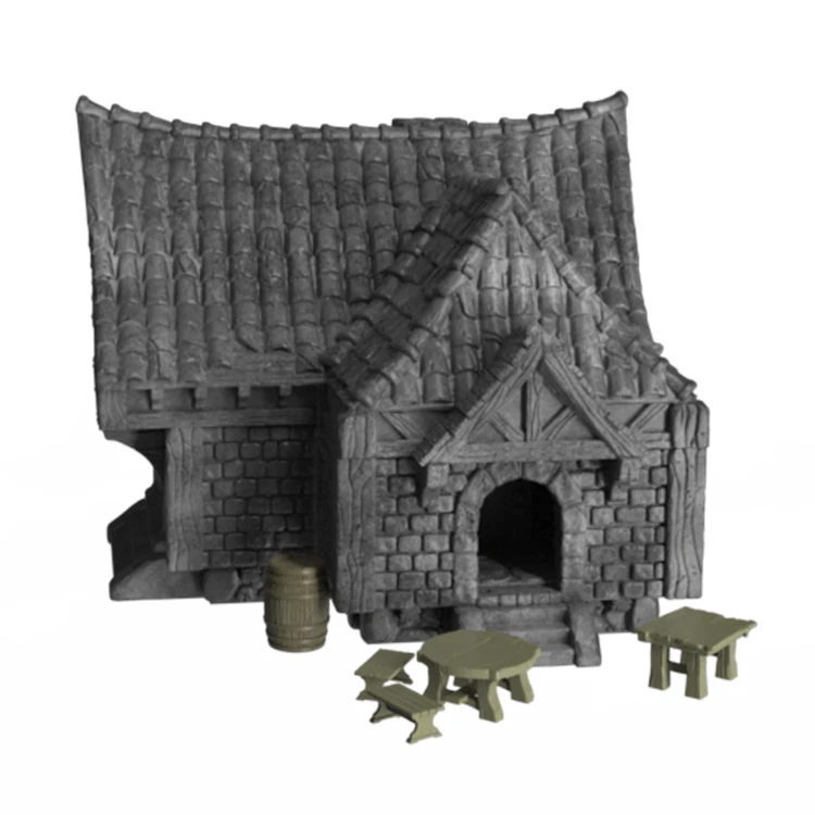 نموذج تذكاري عالي الجودة مصنوع حسب الطلب من قبل مصنِّعين معتمدين: نموذج صغير واقعي لمبنى من العصور الوسطى على هيئة صالون قروي، منزل صغير مصنوع من الراتنج.