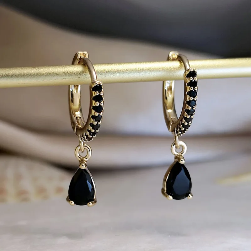 Luxury Gold-Plated Zircon Water Drop Earrings Set