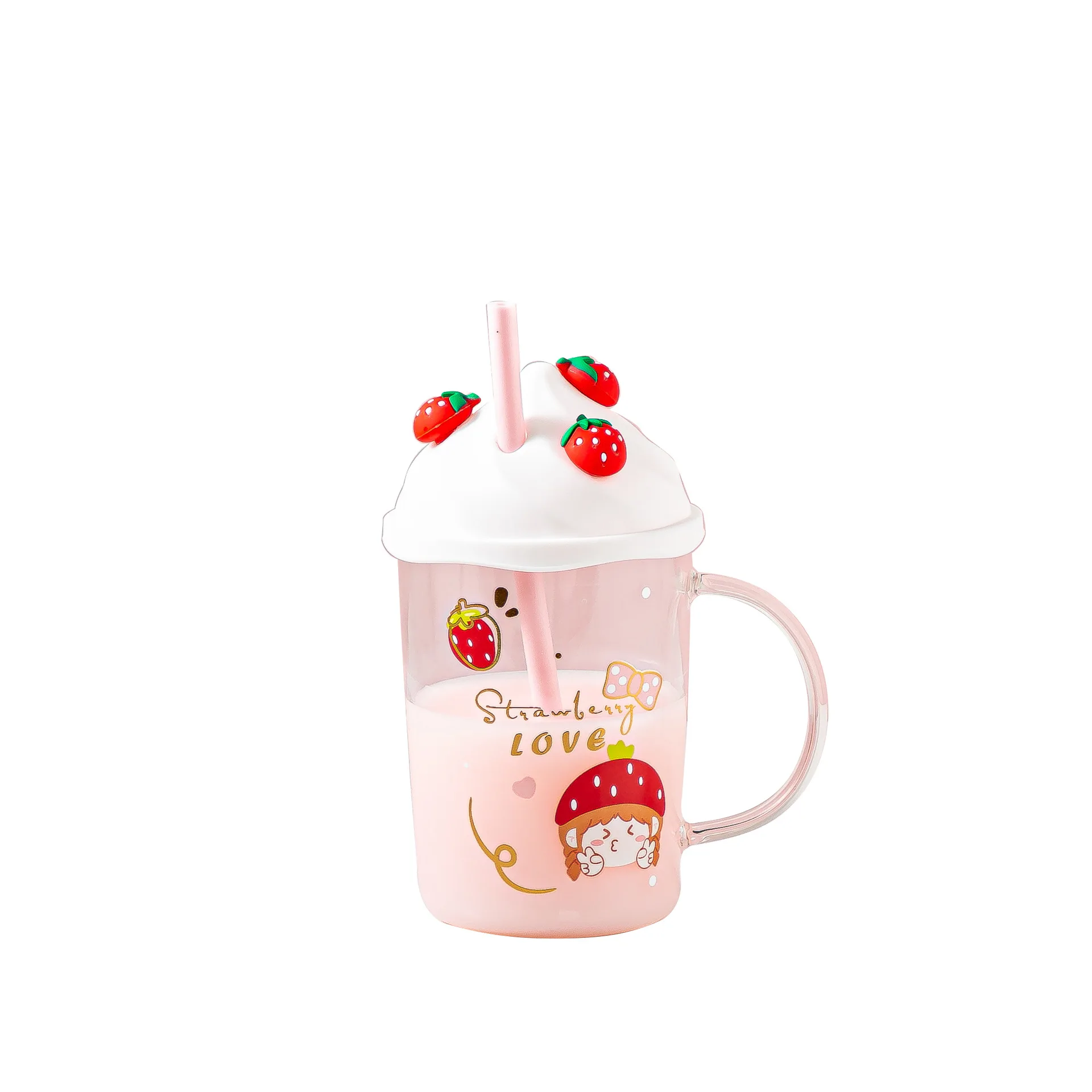 product borosilicate hydrochloric acid glass strawberry cup lovely juice mug-23