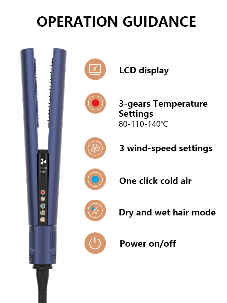 MESKY  Hair Dryer Straightener Wet to Dry Styler with LED Display Electric Hair Straightener Brush factory