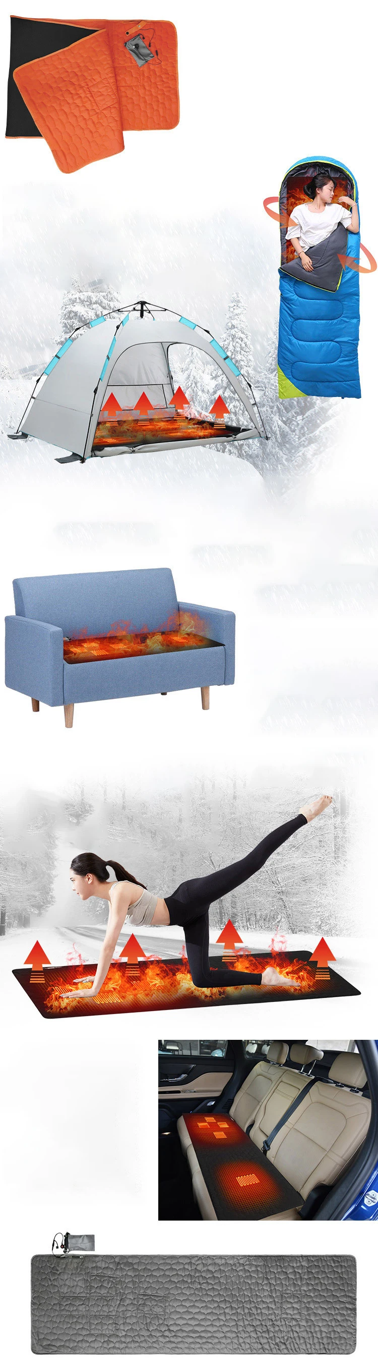 Factory Electric Blanket Camping Heating Pad Portable Heated Seat