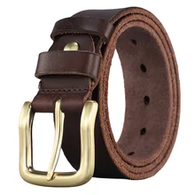Popular Fashion Cow Leather Pin Buckle Handmade Belt Men's Genuine Leather Jeans Dress Belts