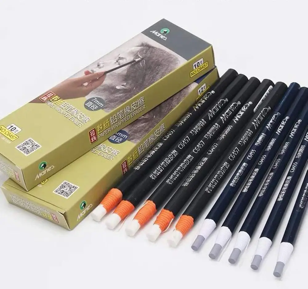 10-Pack Hand Tear Sketch Eraser Pens - Pen-Style Erasers For Pencil, Charcoal, Detailed Art Drawing