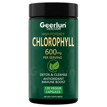 OEM Best Sale Veggie Dietary Supplement Natural Body Detoxifier Immune System Support Chlorophyll Capsule for Women Men