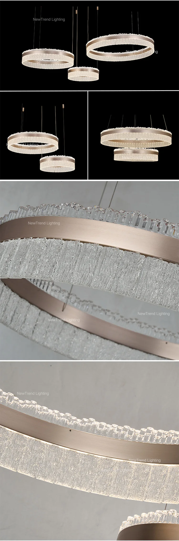 lc9855 new product indoor decoration pendant light living dining room restaurant crystal led ring chandelier -2