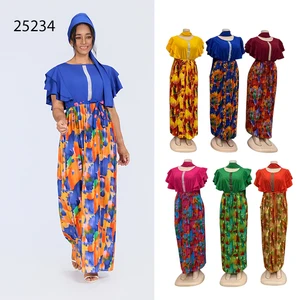 New Wholesale Fashion Printed Floral Summer Fashion Round Neck Short Sleeve Large Size Dress