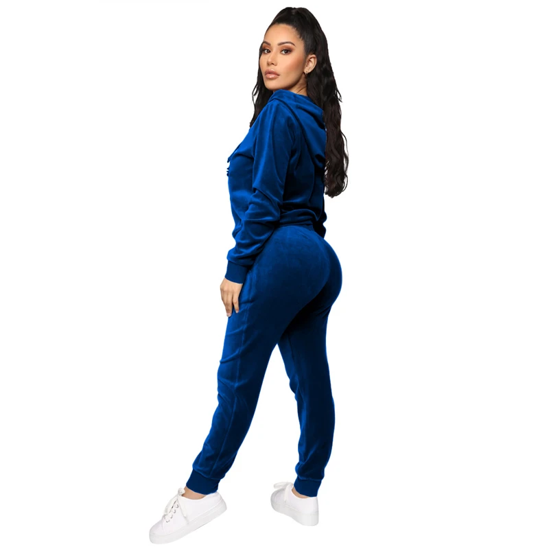 Velvet Tracksuit Women Two Piece Set 