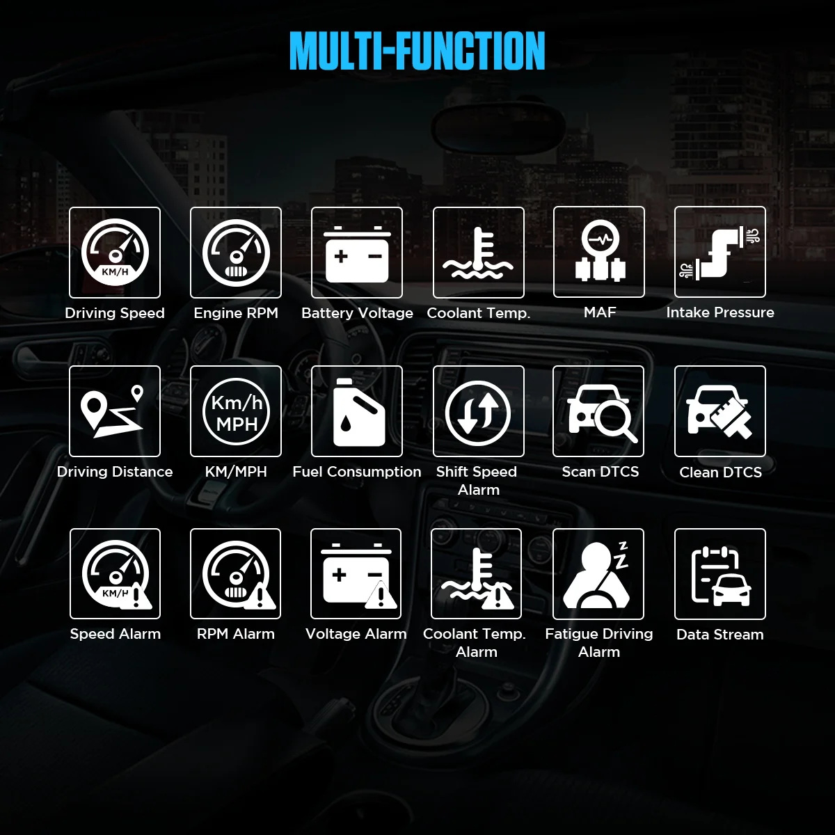 AUTOOL X50 PLUS Car HUD Scanner DTC clear or Read Code Smart Digital & Early Alarm Fault Code Multi-Function Obd2 Meter