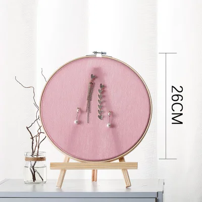 Настенная подвесная витрина для ювелирных изделий тарелка ожерелья цепи кольца сережек Бамбуковая стойка круглый держатель подставка-Органайзер