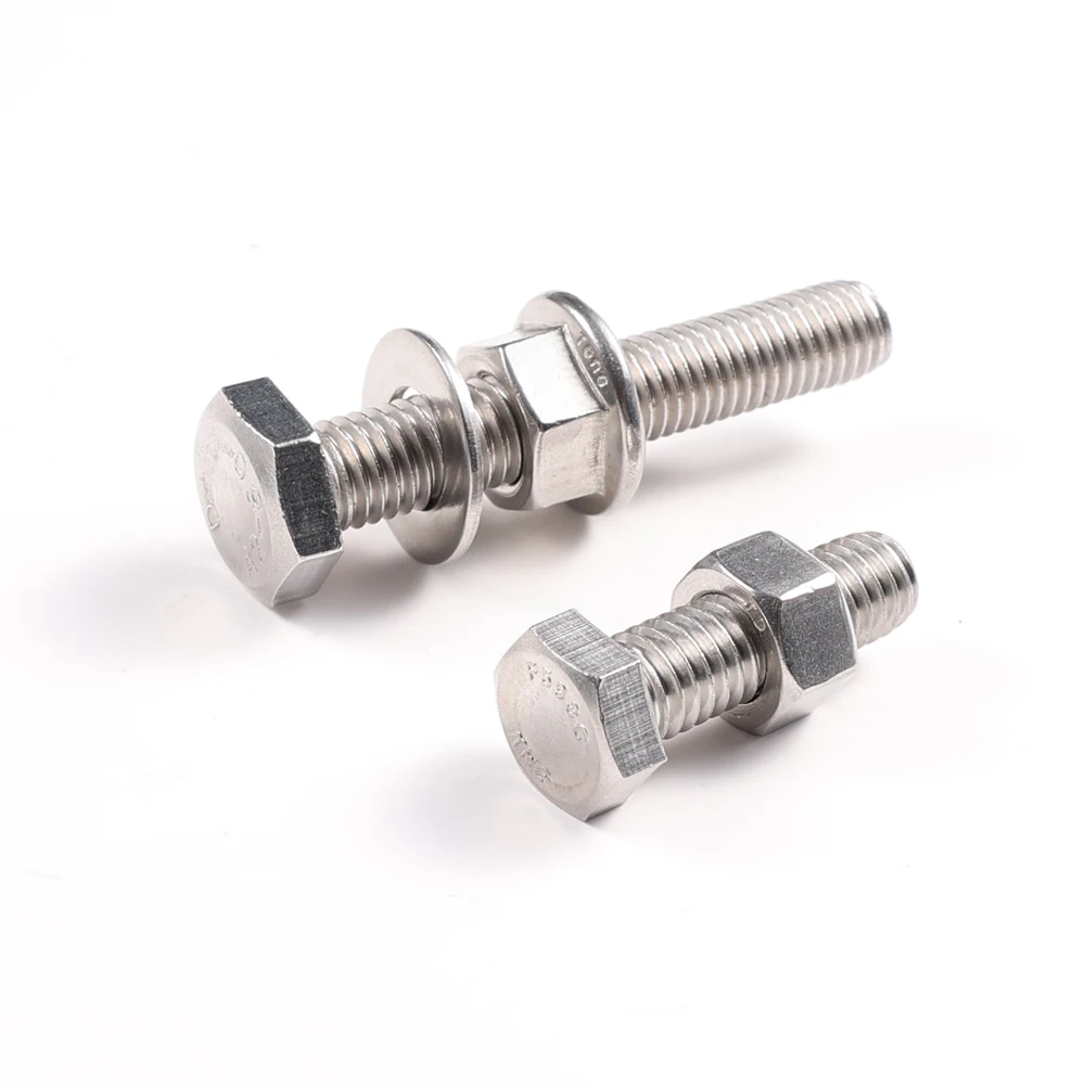 Factory Stock Custom M3 M5 M6 M8 M10 M12 M16 Stainless Steel A2 A4 DIN931 Hex Nut and Bolt Manufacturers With Washer