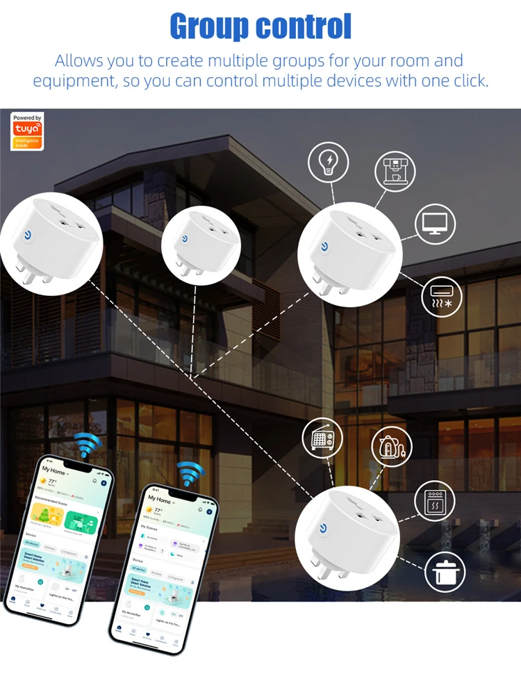 Universal Standard Travel Socket British Standard Universal Hole Tuya Wifi 16A Smart Voice Control Remote Timing Socket
