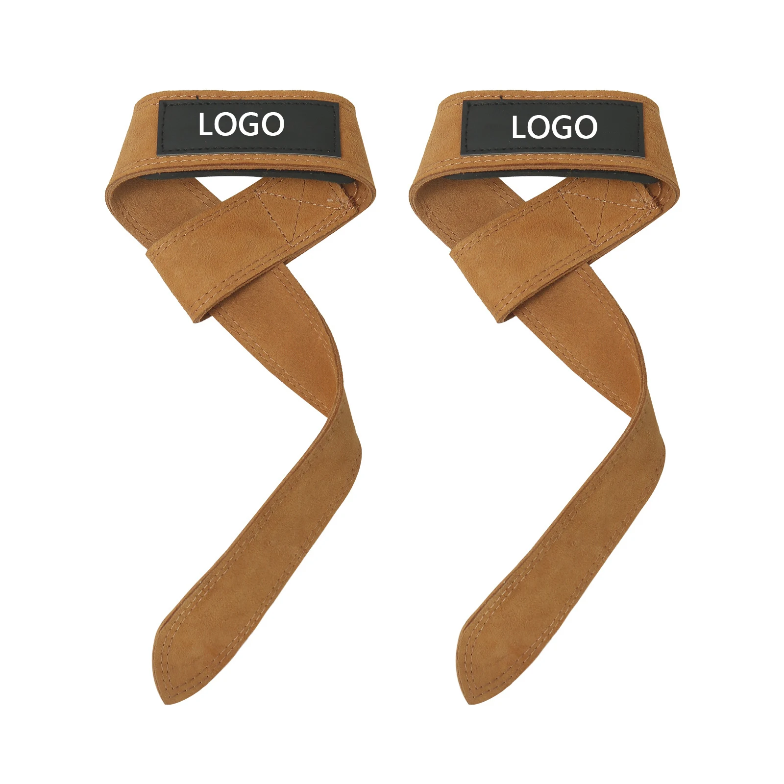 Custom Logo Leather Weight Lifting Wrist Straps Adjustable Cowhide Gym