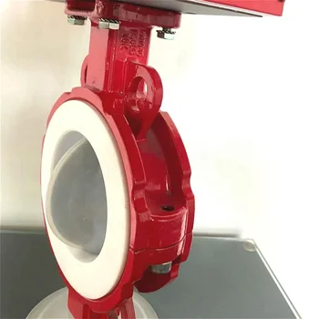 VEYRON Ductile Iron Body Ptfe Pfa Lined Split Body Gear Box Operated Wafer Lug Flanged Butterfly Valve