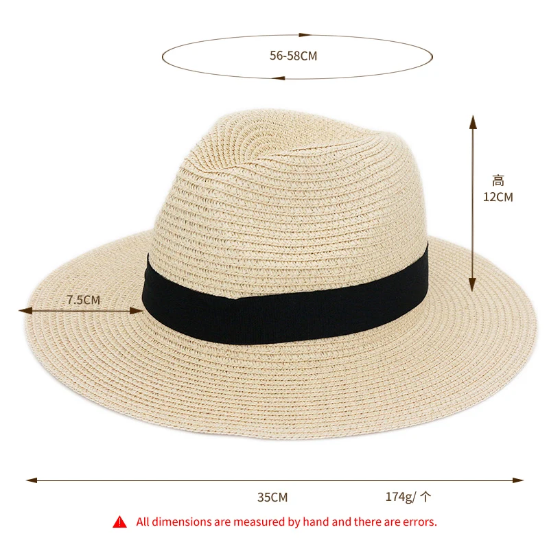 Wholesale custom logo womens mens wide brim panama straw hats fedora summer fishing beach sun hats upf straw hat for women