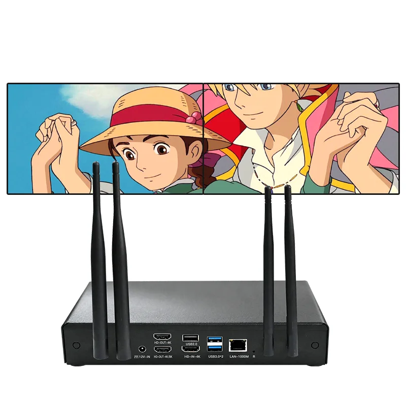 Video Output Processor PC12-RK3588 Digital Signage Player 1 input to 2 Displays 8K UHD with RS232 RS485 for Salon Coffee Shop