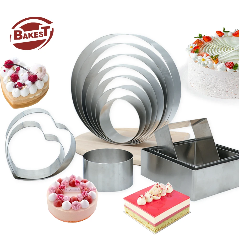 Bakest Custom Size Ice Cream Cake Ring Sett 6cm/10cm/12cm/15cm High Stainless Steel Pineapple Mousse Cake Trimming With Box