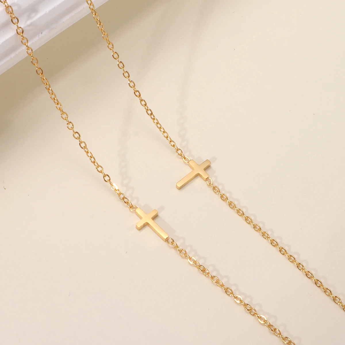 18K Gold Dainty Cross Pendant Necklace for Women