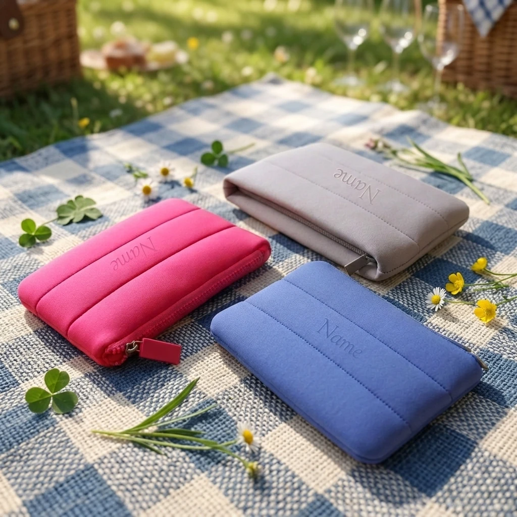 Custom Logo Neoprene Cosmetic Bag Waterproof Makeup Organizer Travel Zipper Pouch Soft Puffy Toiletry Storage Promotion Gift