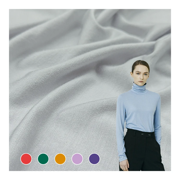 Eco-friendly Solid 65% Bamboo 28% Lyocell 7% Spandex Material Knit Single Jersey Fabric Fabric