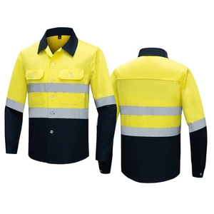 Hi Vis Work Shirt Summer Breathable Work Clothes Jacket Reflective Strips Air Vent Work Jacket High Visibility Uniforms