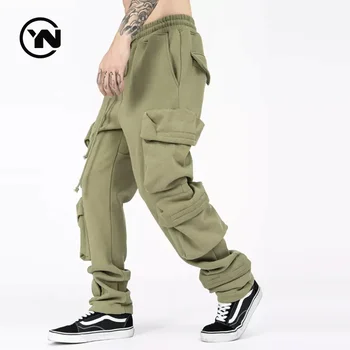 Custom Logo Streetwear Mens Oversized Cargo Jogger Wide Leg Track Pants Trousers Baggy Cargo Pants Mens Pants