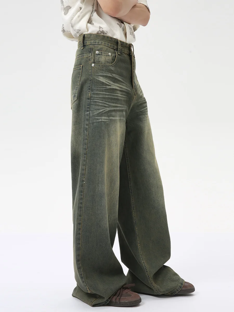 Jeans larghi a gamba dritta in cotone retrò da uomo, vestibilità ampia_voghion.com