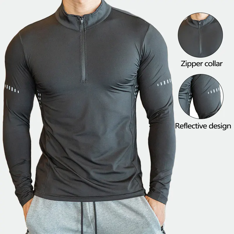 Higher State Mens LS Training Gym Fitness Top Grey Sports Running Breathable 