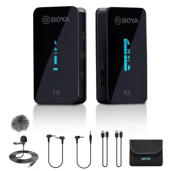 BOYA BY-XM6-K4 Wireless Lavalier Microphone with Charging Case for Vlogging YouTube Tiktok Live Stream Video Recording detail image