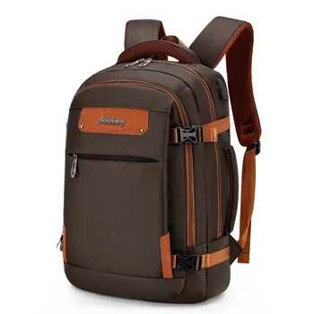 HAIBOWY Multifunctional Brown Business Laptop Backpack for Men USB Features with Polyester Lining