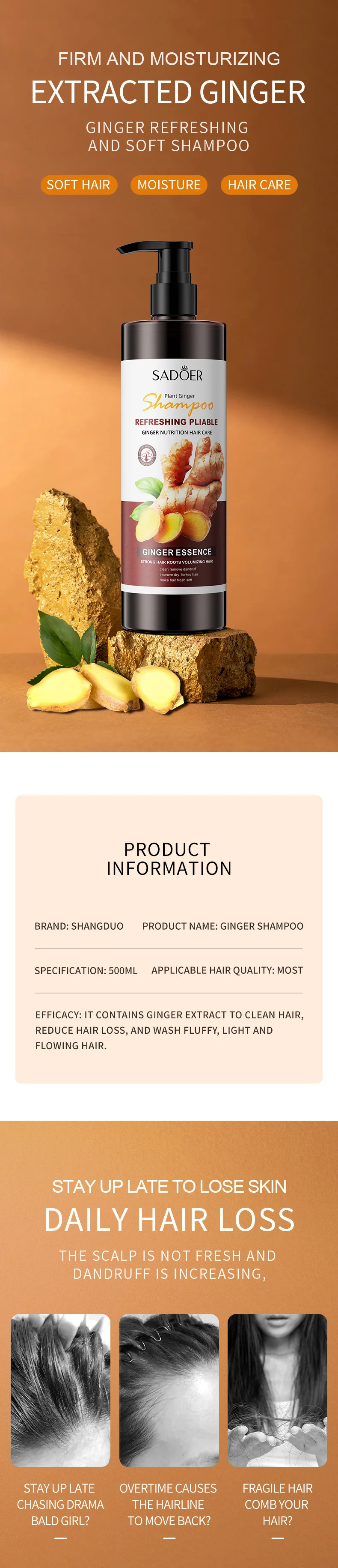 500ml Private Label Wholesale Sadoer Smooth And Improves Dryness Ginger