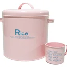 Container Rice Home Mildewproof Grain Container Round Metal Rice Bucket With Measuring Cup
