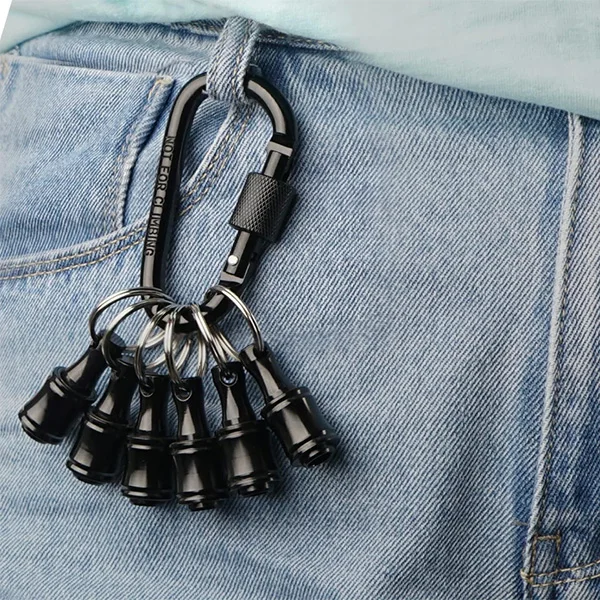6PCS Quick Release Keychain Bit Holder Set With Keychain 1/4inch Hex Shank Screwdriver Bit Holder