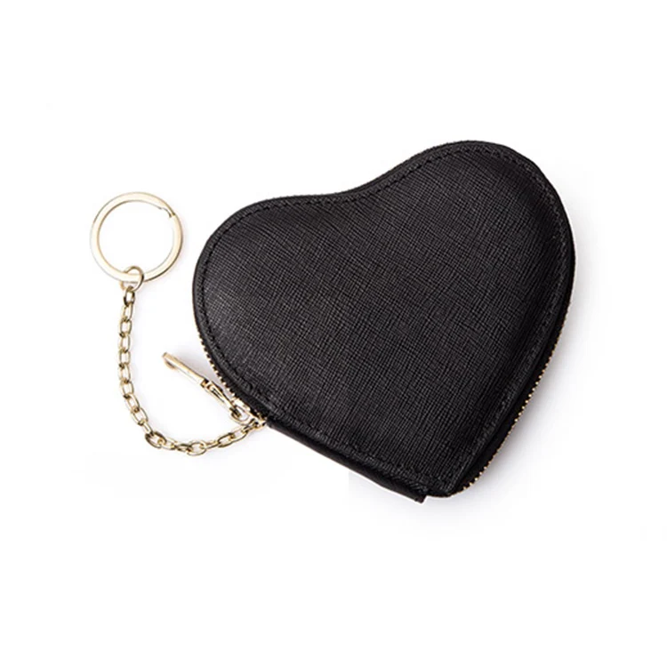 Leather Heart Coin Purse Keyholder Heart Shaped Wallet Mini 