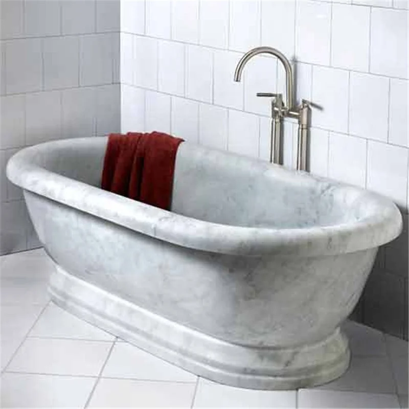 大人気即納 豪華なイタリアカララ白い大理石の丸い浴槽150cmの石の浴槽