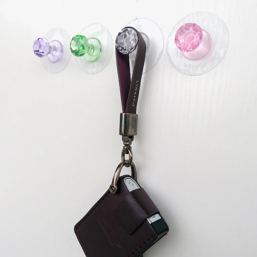 Colorful No-punch paste type pull Drawer cupboard Closet Door Bathroom Glass crystal coat hook Hook handle factory