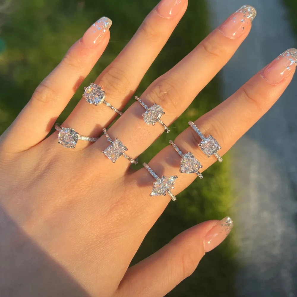 KAKODIY Allure Fine Jewelry Rhodium Champagne Gold Plated 925 Sterling Silver Eternity Band 8A Zirconia Promise Women's Wedding Ring detail 10