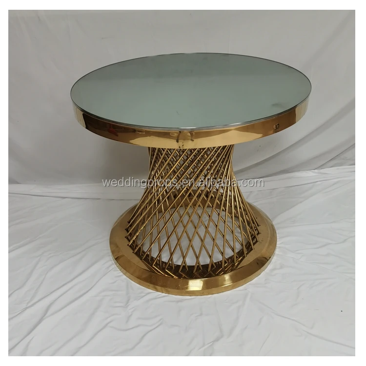 Modern luxury furniture gold stainless steel type round marble cake table